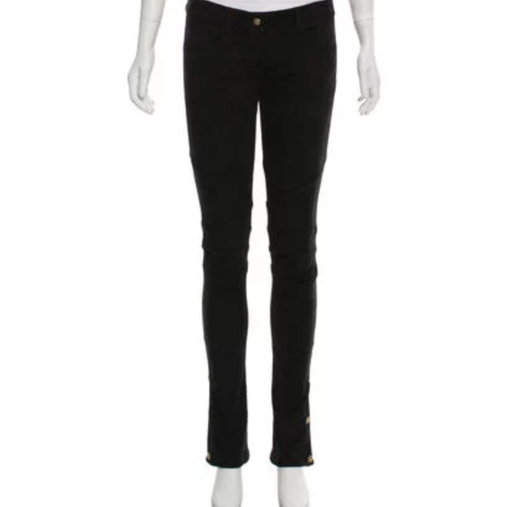 BALMAIN SUEDE MID-RISE STRAIGHT-LEG PANTS
